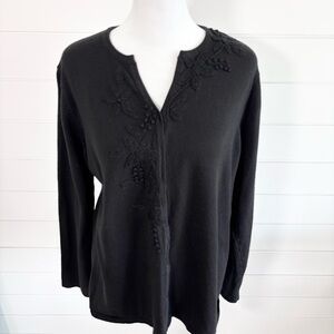 Hasting And Smith Women’s Sweater‎ pullover Black Size 2X Embroidery